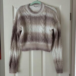 Brown and Cream Cable Knit Sweater